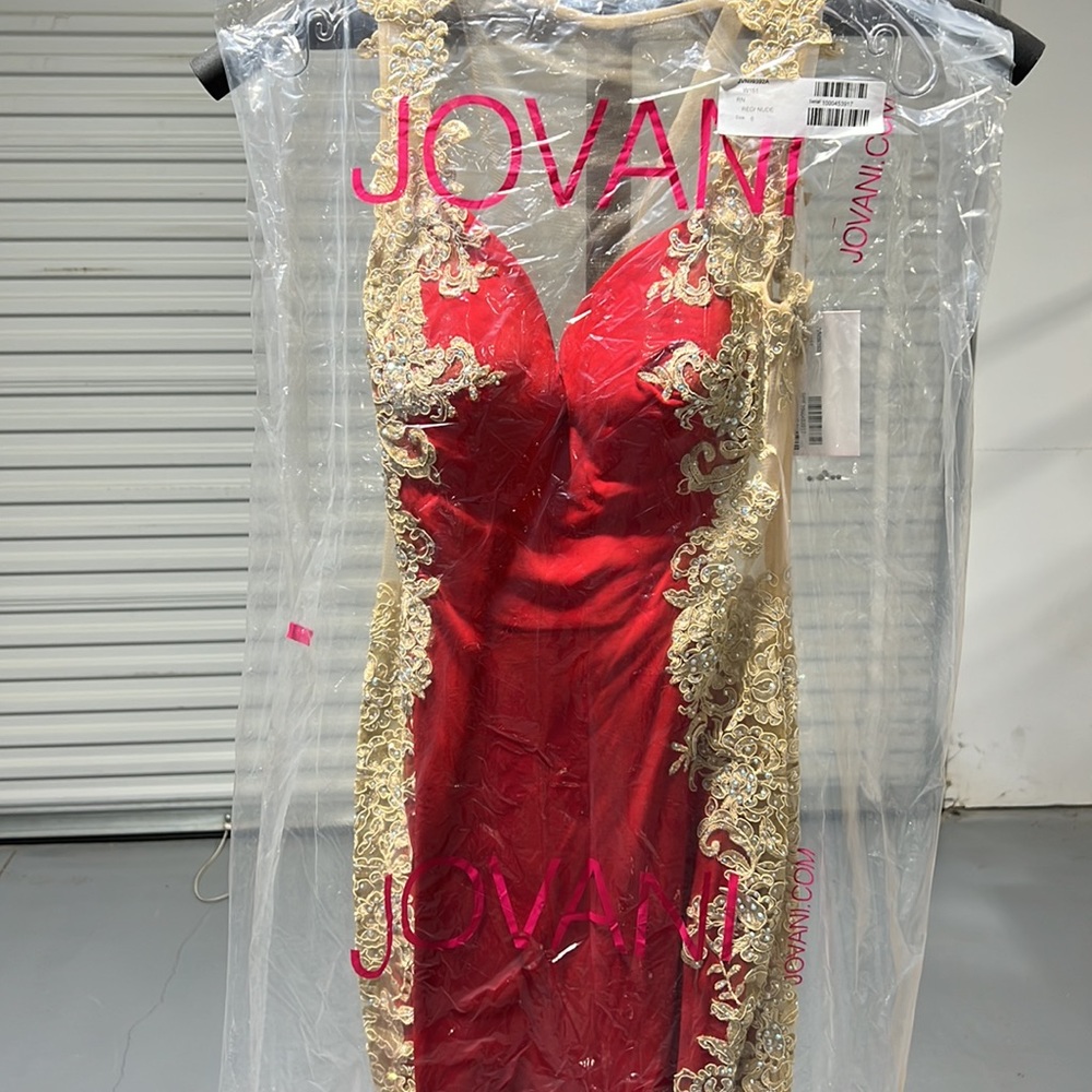 Beautiful Jovani dress. Color is Red/ Nude. Size 6. - Picture 4 of 6
